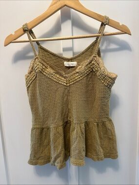 Cleo + Wolf Olive Lace-Trim Peplum Camisole